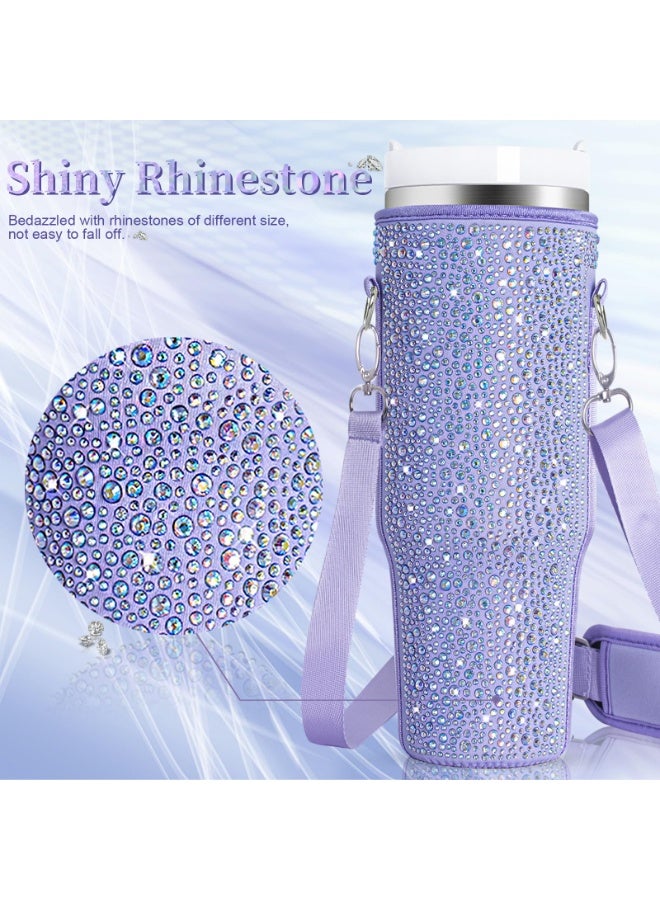 Bling Water Bottle Carrier Bag for Stanley Quencher H2.0 & Adventure 40 oz Tumbler with Handle, Neoprene Water Bottle Holder with Adjustable Strap for Stanley Cup Accessories - Image 3